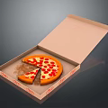 Pizza in Open Brown Cardboard Box with Missing Slice Pepperoni Tomato Sauce and Grease Stains