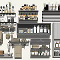 Organized Bathroom Accessories with Shelves Towel Racks Bottles Towels and Aromatherapy