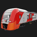 Modern Red And White Train Exterior With Streamlined Front And Multiple Cars 3d model
