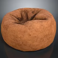 Round Brown Fabric Bean Bag Chair For Comfortable Living Room Seating