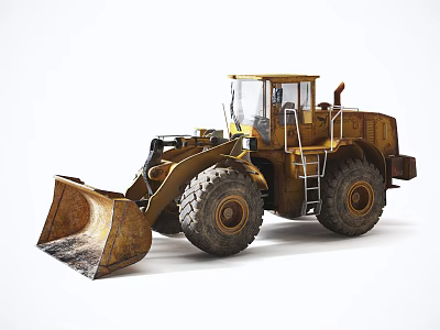 Large Yellow Wheel Loader Utility Vehicle With Big Tires Front Bucket And Cab 3d model