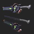 Futuristic Sci Fi Weapon With Black Green Design And Glowing Geometric Patterns
