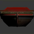 Long Wooden Boat With Red Interior And Dark Exterior Design Structure