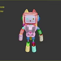 Cute Cat Robot With White Blue Body Cat Ears And Pink Accents Design