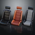 Three Modern Upholstered Seats Black Brown And Gray Checkered Fabric Leather Design With Headrest