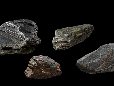 Moss Stone Rock Reef Desert Stone Cliff Cliff Pebbles Gravel Shale Boulders 3d model