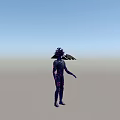 Sci Fi Fantasy Game Movie Character With Dark Skin Spiked Head Pink Spots Stripes