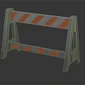 Gray Frame Traffic Barrier With Orange White Stripes And Stable Structure Design 3d model