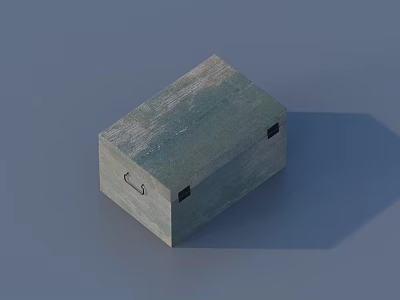 Light Green Wooden Box With Textured Surface Black Corner Accents And Metal Clasp 3d model