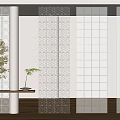 Modern Glass Partition Designs With Grid And Circular Patterns And Plants 3d model