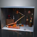 Miniature Mechanical Scene Model With Wooden Blocks Pulleys Gears And Barrel