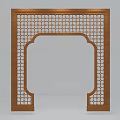 Decorative Wooden Door Frames Featuring Intricate Lattice Patterns And Three Different Designs 3d model