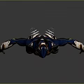 Sci Fi Character And Futuristic Creature In Blue Gold Armor Standing Pose Detailed Design