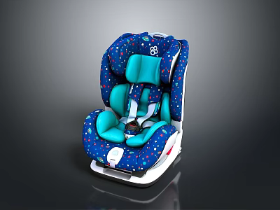 Car Parts Child Safety Seat With Blue Star Patterns And Turquoise Cushion 3d model