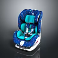Car Parts Child Safety Seat With Blue Star Patterns And Turquoise Cushion