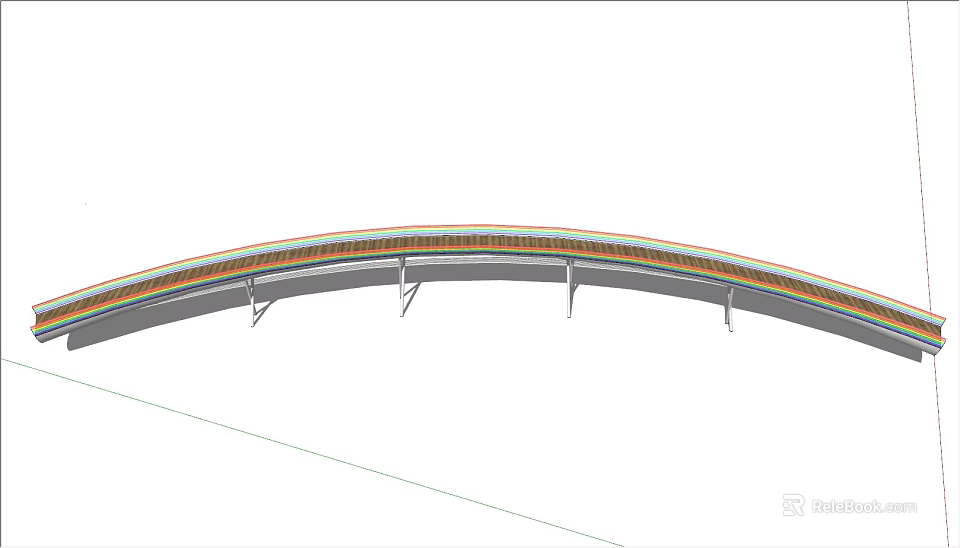 Arched Modern Bridge Structure With Metal Supports And Track Design 3d model 