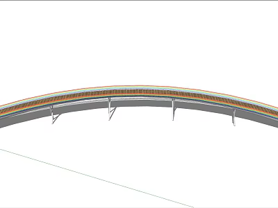 Arched Modern Bridge Structure With Metal Supports And Track Design 3d model