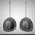 Modern Pendant Lights with Wire Cage Design and White Shade for Contemporary Interior