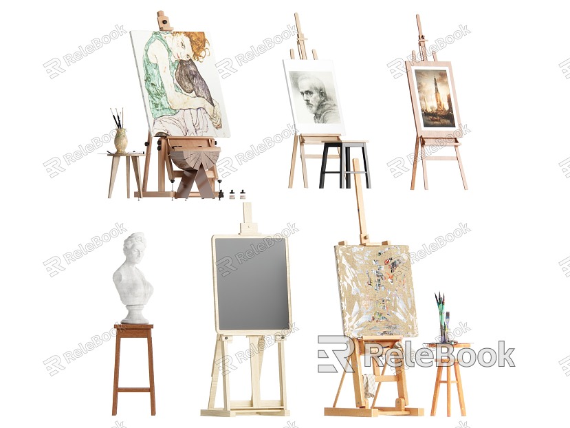 Modern easel painting set model