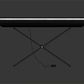 Black Digital Electronic Keyboard Musical Instrument Placed On X Shaped Stand With Gray Background