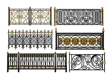 European style railing wrought iron carved railing 3d model