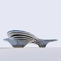 Modern Metal Landscape Sculpture Featuring Streamlined Curved Design and Layered Wavy Structure