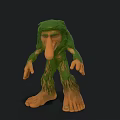Green Moss Covered Mythical Creature Fantasy Character With Long Nose Lanky Limbs