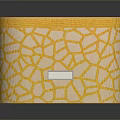 Decorative Ornaments Set Storage Box With Yellow Lid Crackle Pattern Beige Base And Silver Label