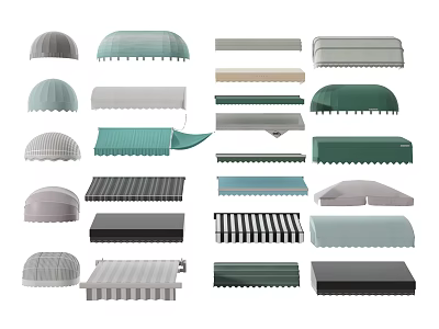 Different Types Of Awnings In Various Styles Colors And Materials For Home Or Commercial Use 3d model