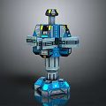 3D Model Mechanical Equipment Featuring Blue Gray Design And Glowing Blue Modules 3d model