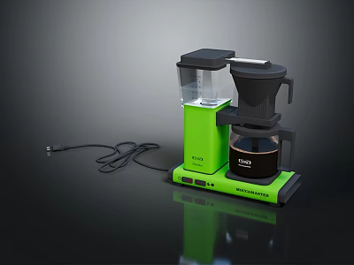 Stylish Green Modern Coffee Maker With Black Components And Power Cord 3d model