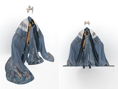 Queen of the North Costume Cloak Skirt Headwear Armor Women Costume Performance Costume 3d model