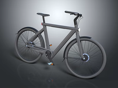 Modern Minimalist Bicycle With Sleek Frame Matte Gray Finish And Stylish Wheels 3d model