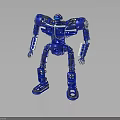 Standing Blue Robot 3D Model With Detailed Mechanical Parts And Shiny Exterior