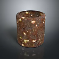Wood And Stone Decorative Candle Holder With Brown Textured Surface And Colorful Speckles