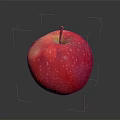 Fresh Red Apple With Stem And White Specks On Shiny Black Reflective Surface 3d model
