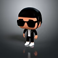 3D Stylized Cartoon Character Wearing Black Sunglasses Short Hair And Trendy Outfit