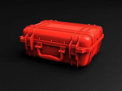 Red Hard Shell Protective Case With Secure Latches And Carrying Handle 3d model