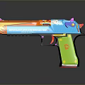 Colorful Water Gun With Bright Orange Blue Green And Cartoon Pattern For Kids
