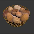 Various Wooden Sports Massage Balls in Woven Basket Fitness Equipment