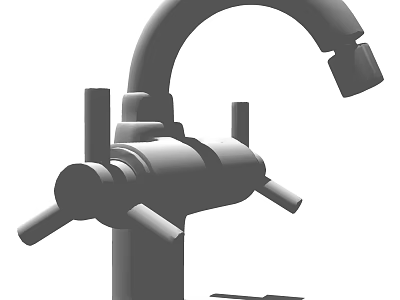 Double Handle Faucet With Classic Metal Construction And Vintage Style 3d model
