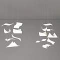 Modern Design White Origami Inspired Chandeliers With Soft Lighting Hanging In Minimalist Space