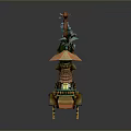 Fantasy Style Mobile House With Multi Level Structure Decorative Plants And Wheels