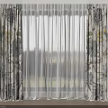 Floral Curtains With Tropical Plant Pattern And Sheer Voile Layer In Home Interior