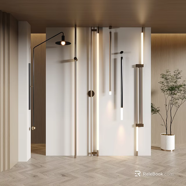 Modern Wall Lamps with Sleek Linear Designs and Warm LED Lighting for Contemporary Interiors 3d model 
