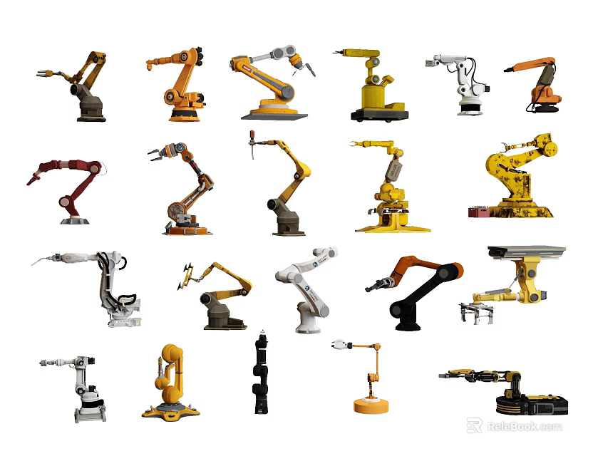 Industrial Robotic Arms Various Designs And Colors For Industrial Applications 3d model 