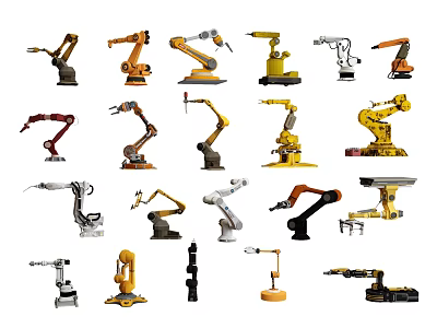 Industrial Robotic Arms Various Designs And Colors For Industrial Applications 3d model