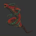 Colorful Dragon Sculpture with Dynamic Flying Pose and Vibrant Red Green Details