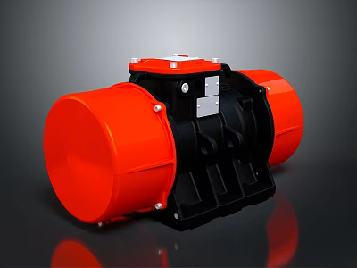 Orange And Black Industrial Vibrating Motor With Metal Housing And Mounting Parts 3d model