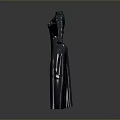 Shiny Black Long Slim Fit Modern Dress With Lustrous Fabric For Daily Life